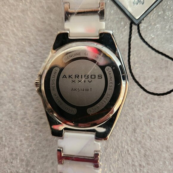 Akribos XXIV Genuine Ceramic Quartz Movement Womens Watch AK514WT - Picture 7 of 9